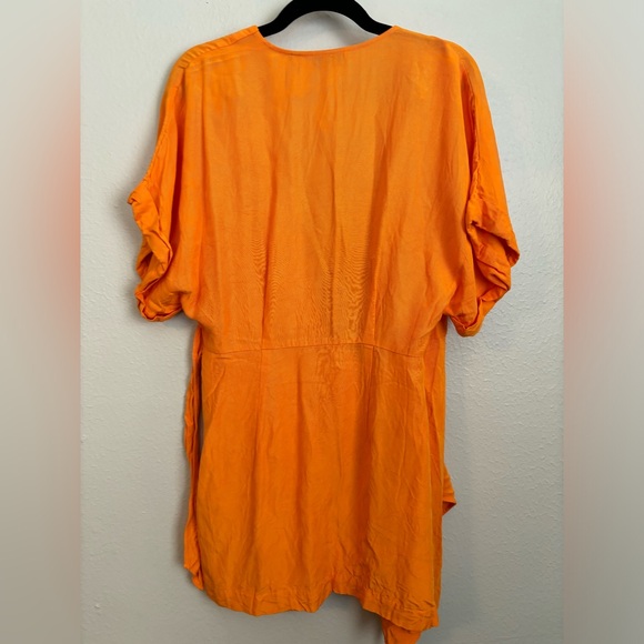& Other Stories Cupro Wrap Mini Dress in Orange - Size 6 - Picture 6 of 7